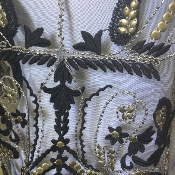 GIMMICKS black sheer gold studded embroider top L - Picture 2 of 5